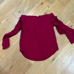 Express XS Maroon Off the Shoulder Top